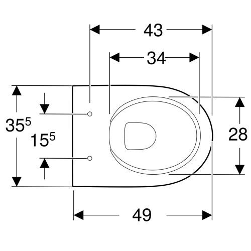 Geberit WC šolja SELNOVA COMPACT Rimfree, 49 cm