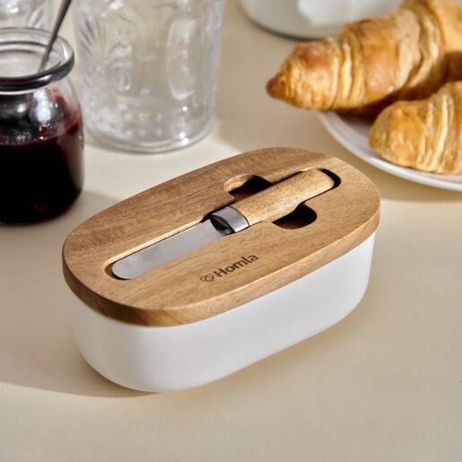 Dekordom Posuda za puter mooka 9x16cm - white - hml