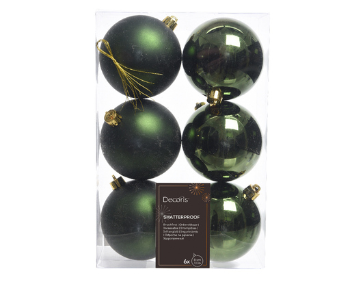 Dekordom Ng dekoracija - hanging bauble set mix 6pcs 8cm 022157 - pine green - kmg