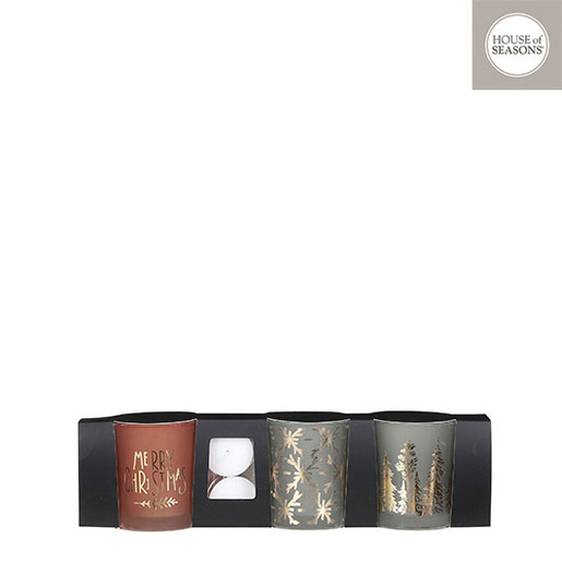 Dekordom Ng dekoracija - svećnjak 7x8 set 3pcs 1102647 - brown/green