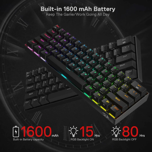 Tastatura Redragon Draconic K530 PRO Mechanical Gaming - BT, RGB, Brown switch, Black