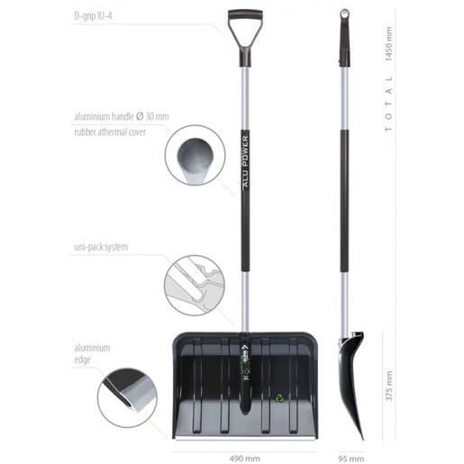 Prosperplast Lopata Alpin Alutube Eco crna PR ILT2TB-S411