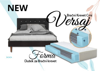 Versaj Bračni Krevet 216X164X108 cm - Crni + Forma Dušek za Bračni krevet 153x205 cm