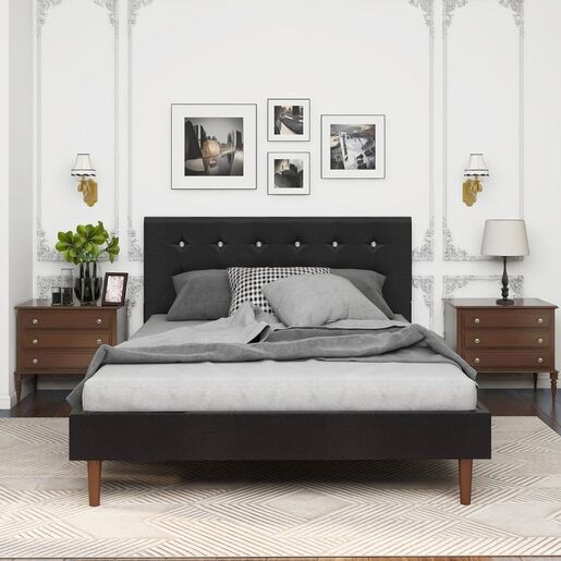 Versaj Bračni Krevet 216X164X108 cm - Crni + Forma Dušek za Bračni krevet 153x205 cm