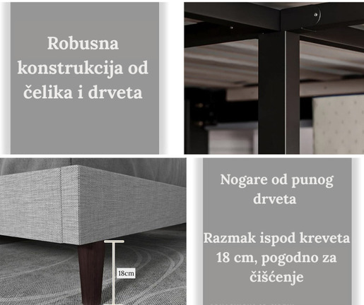 Versaj Bračni Krevet 216X164X108 cm - Crni + Forma Dušek za Bračni krevet 153x205 cm