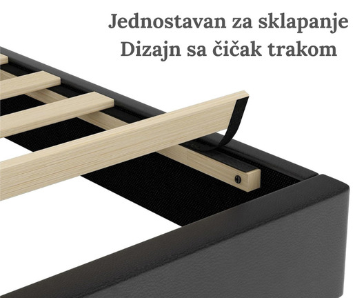 Versaj Bračni Krevet 216X164X108 cm - Crni + Forma Dušek za Bračni krevet 153x205 cm