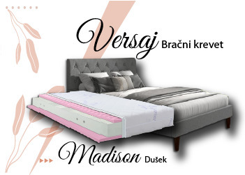 Versaj Bračni Krevet 216X164X108 cm - Sivi + Madison Dušek za Bračni krevet 153x205 cm