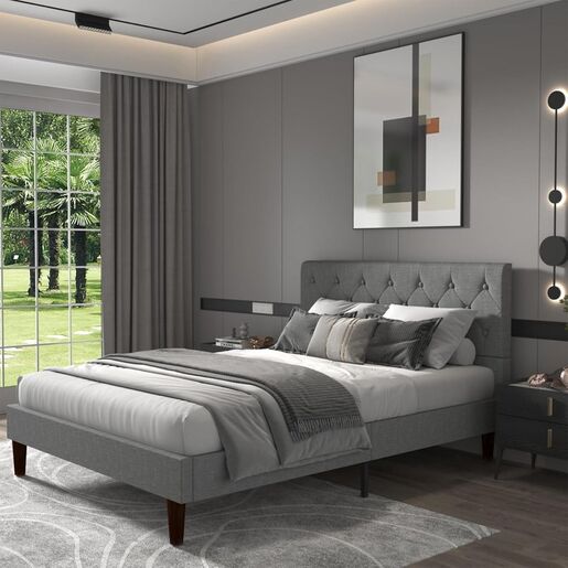 Versaj Bračni Krevet 216X164X108 cm - Sivi + Madison Dušek za Bračni krevet 153x205 cm