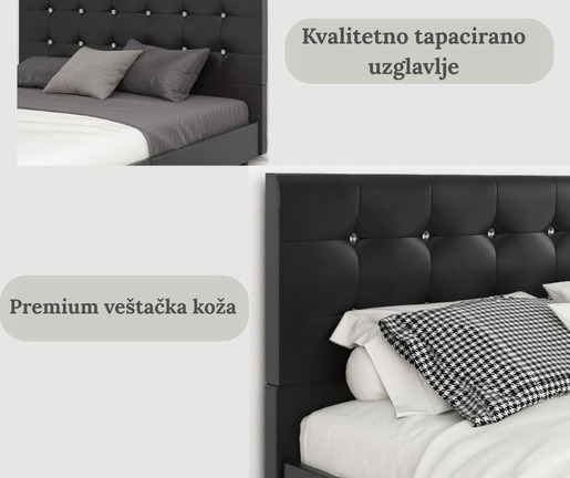 Versaj Bračni Krevet 216X164X108 cm - Sivi + Madison Dušek za Bračni krevet 153x205 cm