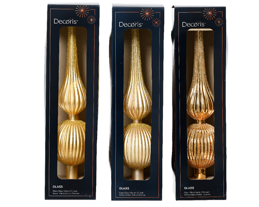 DekorDom novogodišnja dekoracija - treetopper glass 31cm 170226 - gold/pearl - kmg