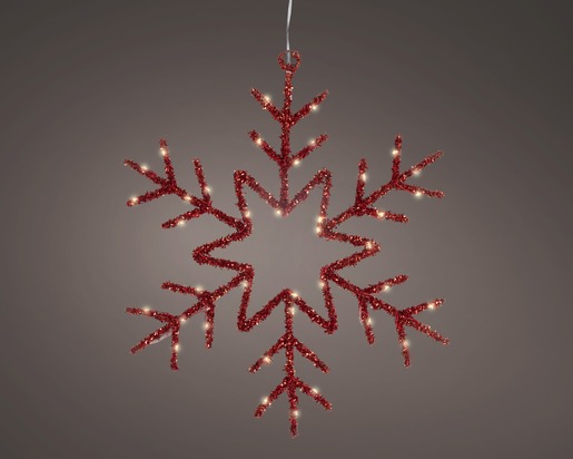 DekorDom novogodišnja dekoracija - led snowflake 40cm 489393 - red - kmg