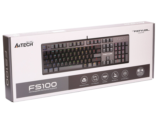 Tastatura A4 TECH FS100 FSTYLER USB Neon Backlit US crna