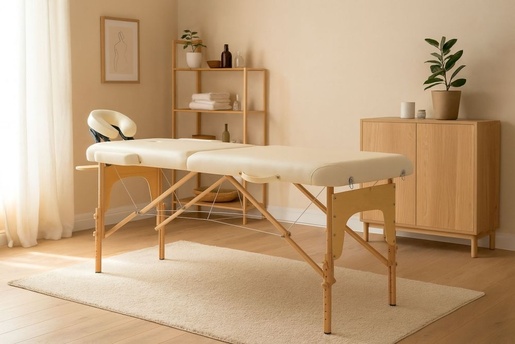 ModernHome Drveni masažni i rehabilitacioni sto, 2-sekcioni, sklopivi u kofer + torba - BM2524-CR