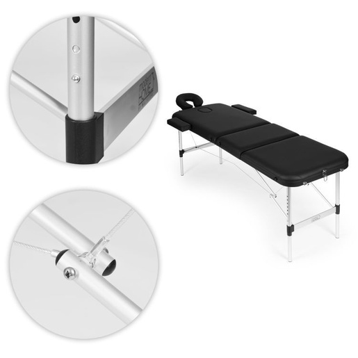 ModernHome Aluminijumski masažni i rehabilitacioni sto, 3-sekcioni, sklopivi u kofer + torba - BM3724-BC
