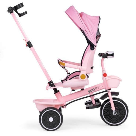 ECO TOYS 2u1 tricikl sa rotirajućim sedištem i sklopivom tendom Pink, WQL-066-18 PINK