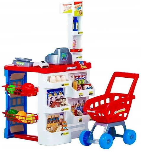 ECO TOYS Supermarket štand za decu sa kasirom, vagu i skenerom HC238741