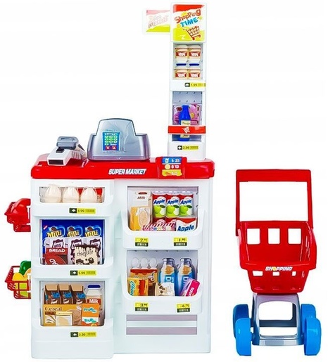 ECO TOYS Supermarket štand za decu sa kasirom, vagu i skenerom HC238741