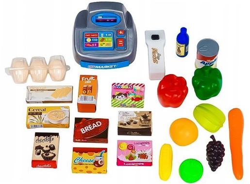 ECO TOYS Supermarket štand za decu sa kasirom, vagu i skenerom HC238741