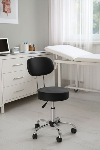 ModernHome Rotirajuća stolica sa naslonom za leđa, kozmetička i medicinska, podesiva, crna - BC009-BC