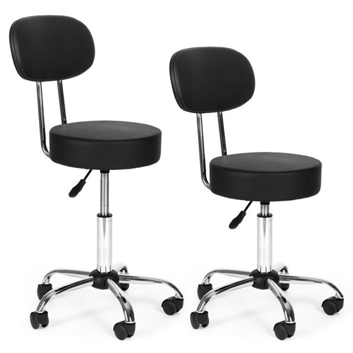 ModernHome Rotirajuća stolica sa naslonom za leđa, kozmetička i medicinska, podesiva, crna - BC009-BC