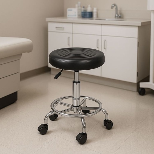 ModernHome Rotirajuća stolica, kozmetička i medicinska, podesiva, crna - BC007-2-BC