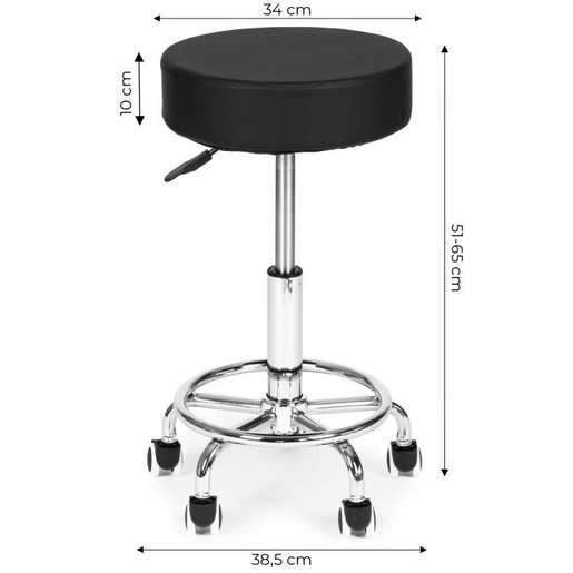ModernHome Rotirajuća stolica, kozmetička i medicinska, podesiva, crna - BC007-1-BC