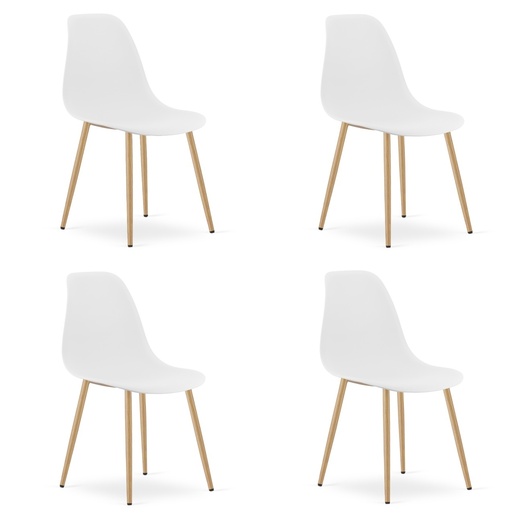 OSKAR Stolice WAT bele, nogare imitacija drveta, set od 4 komada 4053_4-WAT