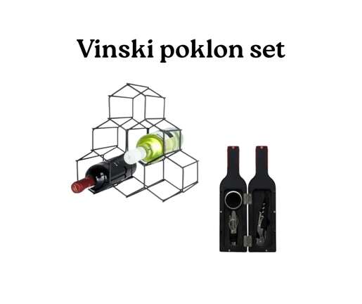 Vilde 229059 - Metalni stalak za vino 29.5 x 28.5cm & Kamille 7795 - Vinski poklon set