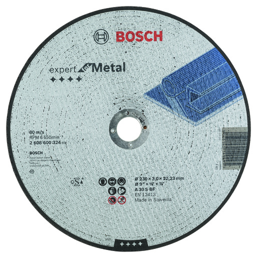 BOSCH Rezne ploče Expert for Metal s ravnom sredinom prečnika 22,23 mm, za velike ugaone brusilice 2608600324