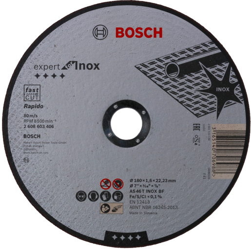 BOSCH Rezne ploče Expert for Inox Rapido s ravnim središtem prečnika 22,23 mm, za velike ugaone brusilice 2608603406