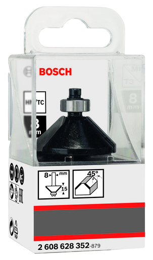 BOSCH Glodalo za skošavanje rubova / glodalo za V-kanale 8 mm, B 11 mm, L 15 mm, G 56 mm, 45° 2608628352