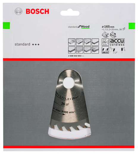 BOSCH List kružne testere Optiline Wood 160x20x1,7/1,2 mm, 36 Z 2608642602