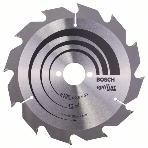 BOSCH List kružne testere Optiline Wood 190x30x2,6/1,6 mm, 12Z ATB 2608641187