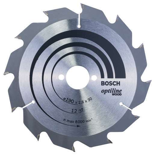 BOSCH List kružne testere Optiline Wood 190x30x2,6/1,6 mm, 12Z ATB 2608641187