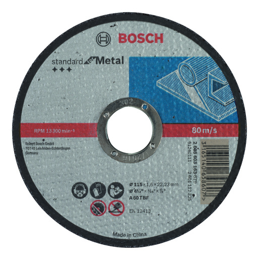 BOSCH Rezne ploče Standard for Metal s ravnim središtem prečnika 22,23 mm, za male ugaone brusilice 2608603163