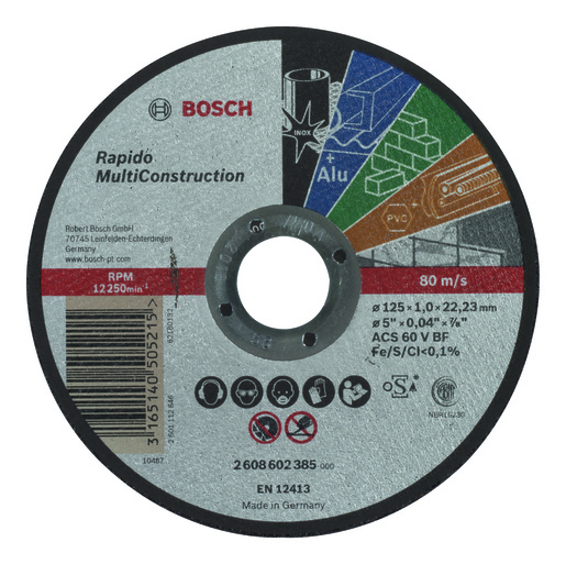 BOSCH Rezne ploče MultiConstruction Rapido s ravnim središtem prečnika 22,23 mm, za male ugaone brusilice 2608602385