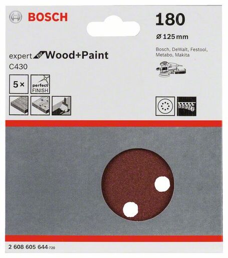BOSCH Set brusnih listova za ekscentrične brusilice C430, Best for Wood and Paint, 125 mm, 8 rupa 2608605644