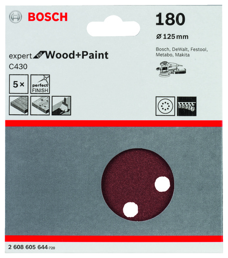 BOSCH Set brusnih listova za ekscentrične brusilice C430, Best for Wood and Paint, 125 mm, 8 rupa 2608605644