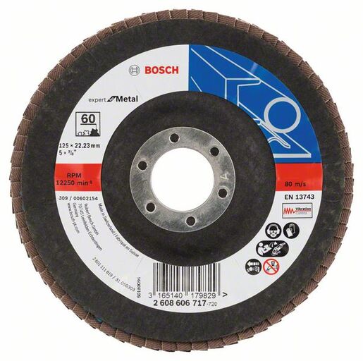 BOSCH Brusna lamelirana ploča, ravna izvedba, potporni tanjir od staklene tkanine X551, Expert for Metal, 125 mm, 22,23 mm, G60 2608606717