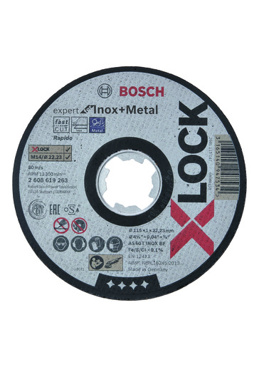 BOSCH Rezne ploče Expert for Inox + Metal X-LOCK s ravnim središtem 2608619263