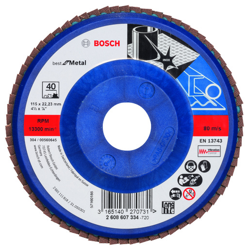 BOSCH lamelni brusni diskovi X571 Best for Metal, ravna verzija, plastični, za male ugaone brusilice 2608607334