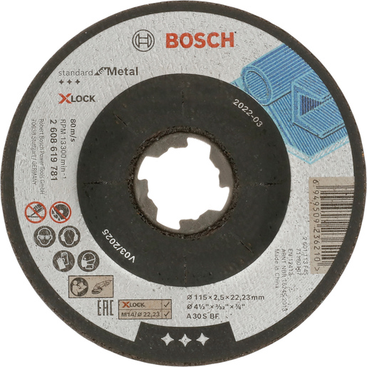 BOSCH Rezne ploče Standard for Metal X-LOCK s udubljenim središtem prečnika 22,23 mm, za male ugaone brusilice 2608619781