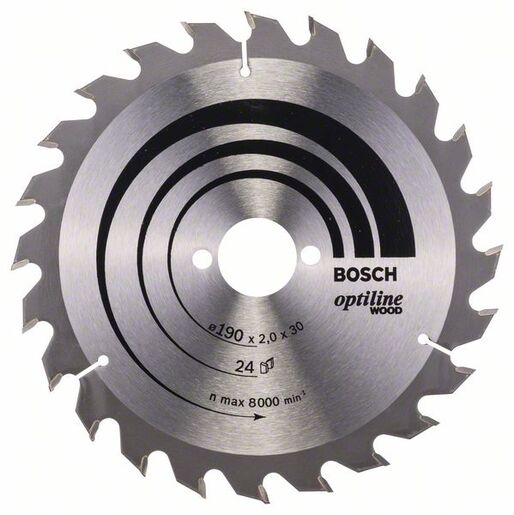 BOSCH List kružne testere Optiline Wood 190x30x2,0/1,3 mm, 24Z ATB 2608641185