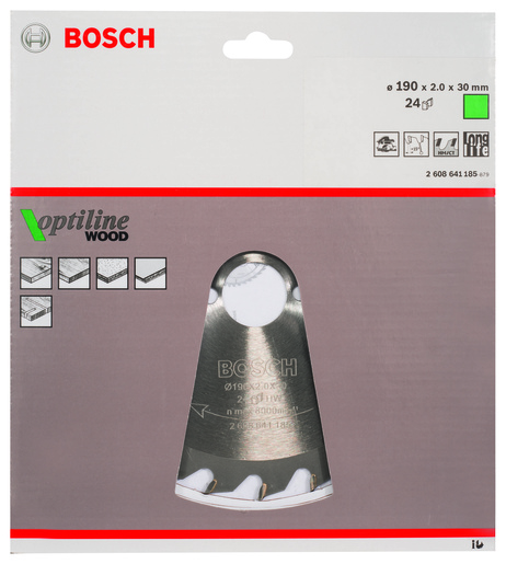 BOSCH List kružne testere Optiline Wood 190x30x2,0/1,3 mm, 24Z ATB 2608641185