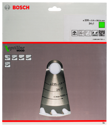 BOSCH List kružne testere Optiline Wood 235x2,8 / 1,8x30 / 25 mm, Z=24, ATB 2608640725