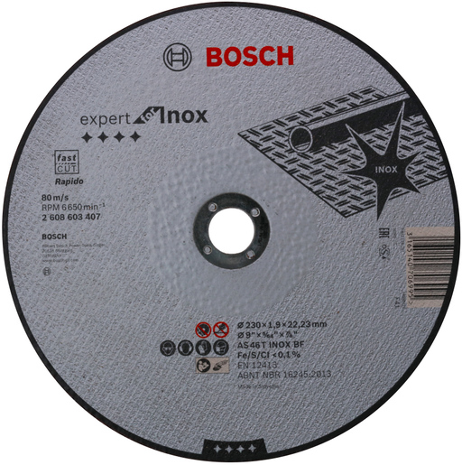 BOSCH Rezne ploče Expert for Inox Rapido s ravnim središtem prečnika 22,23 mm, za velike ugaone brusilice 2608603407