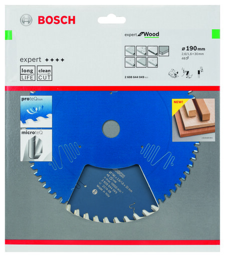 BOSCH List kružne testere Expert For Wood 190x30x2,6/1,6 mm, 48Z ATB 2608644049