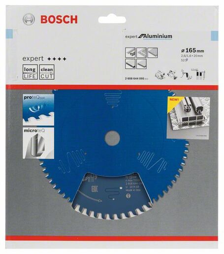 BOSCH List kružne testere Expert For Aluminium 165x20x2,6/1,6 mm, 52Z HLTCG 2608644095
