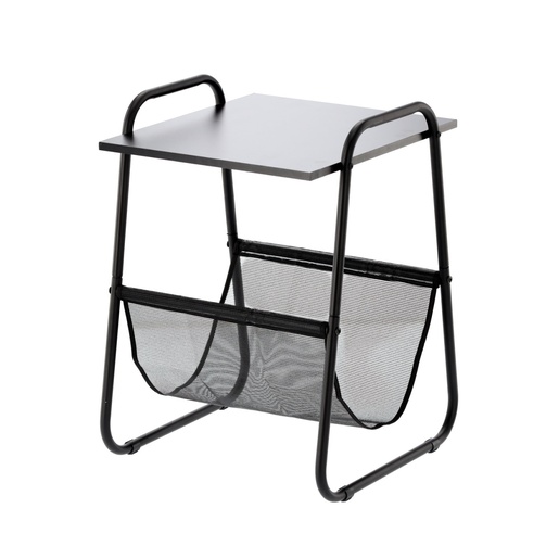 CHOMIK Pomoćni stočić sa držačem za novine 40 x 40 x 55 cm, crni LOF1197