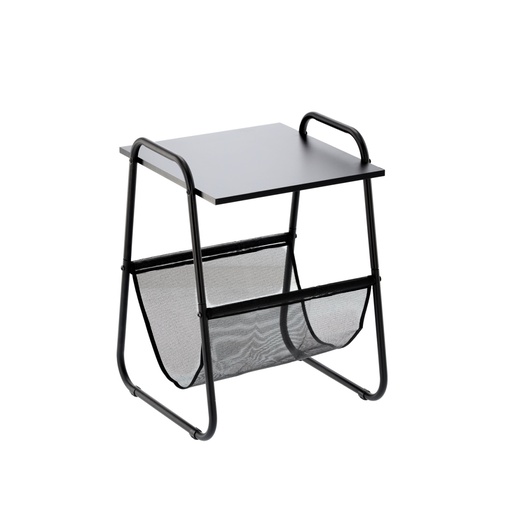 CHOMIK Pomoćni stočić sa držačem za novine 40 x 40 x 55 cm, crni LOF1197